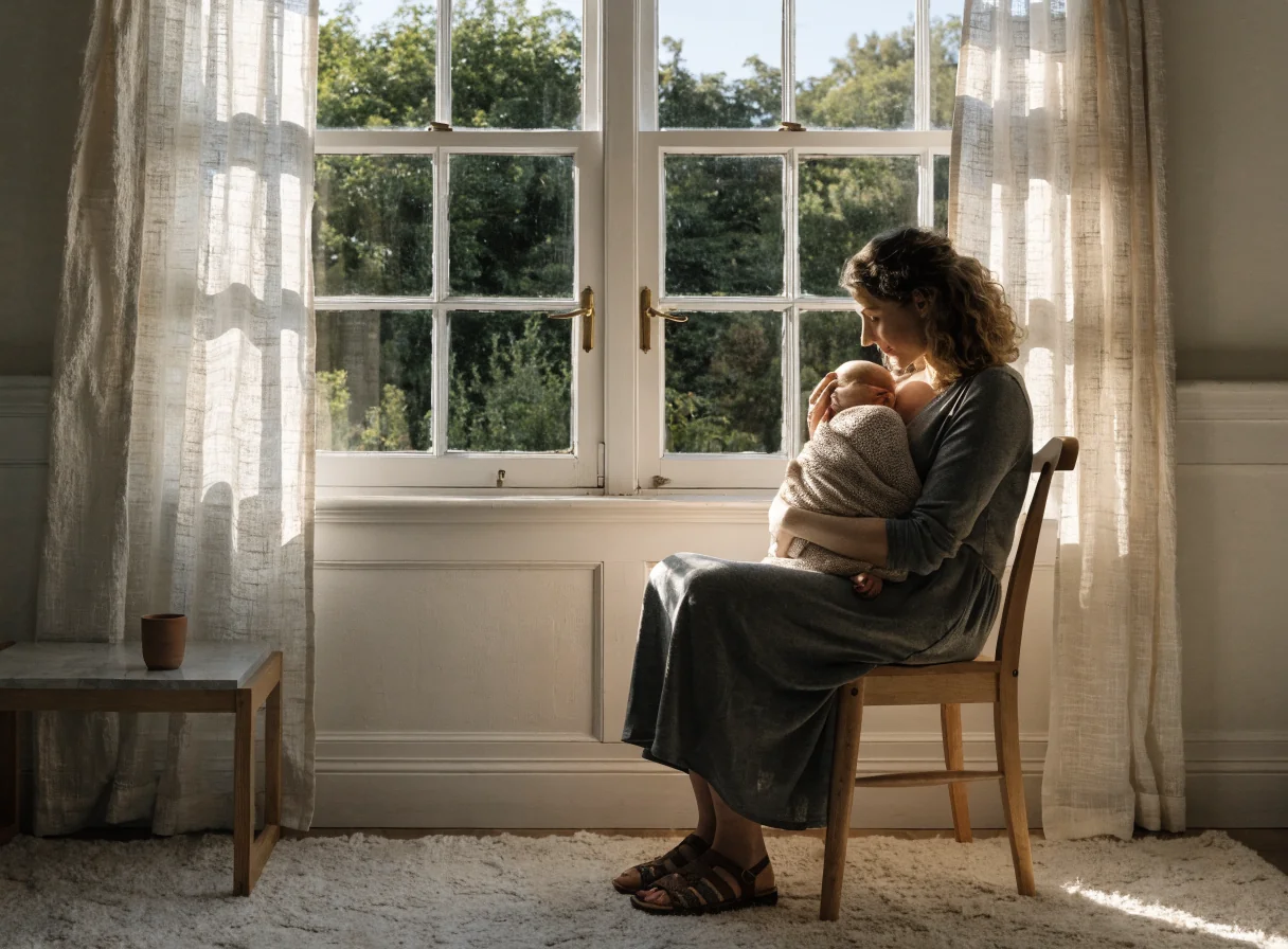 Un moment de douceur et de repos lors d'un accompagnement postnatal à domicile